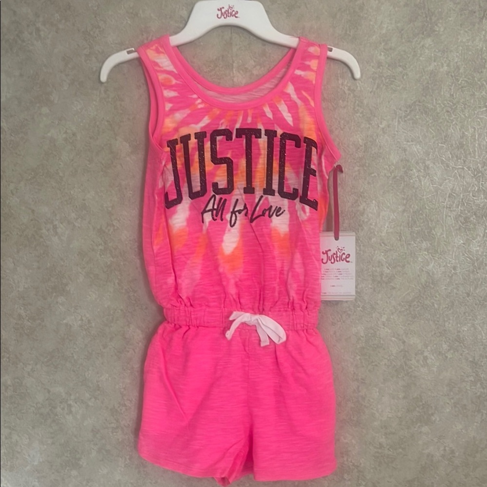 NWT Justice Pink Tie-Dye Kids Romper